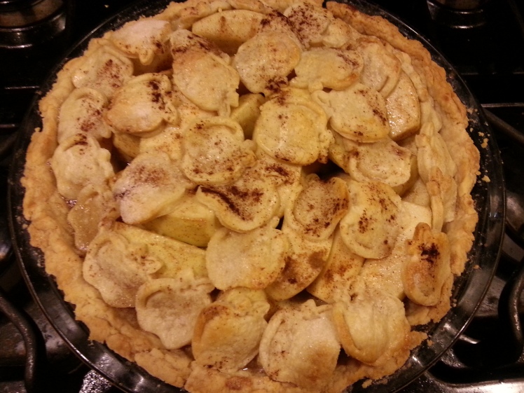 It's an apple pie with a top crust made of little apples I made with a cookie cutter.