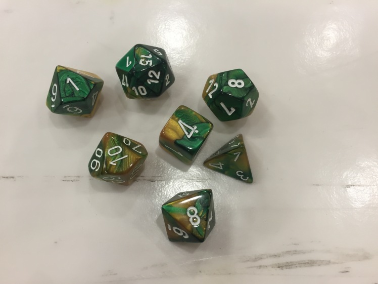 My new dice.  This is the first roll I made with them, apparently it's good!  So that means they're lucky.